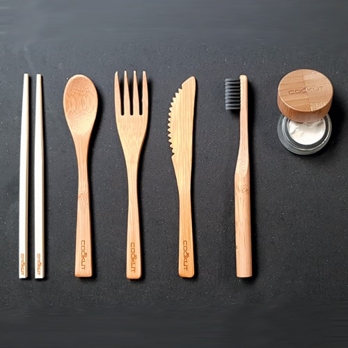 Bambam Cutlery set, Bamboo, Cotton