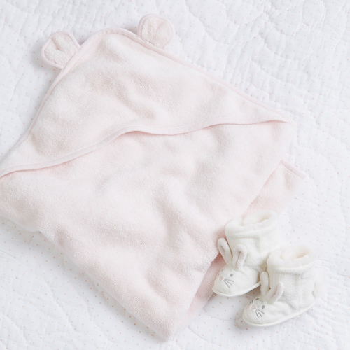  Girls bear hooded towel, large, pink