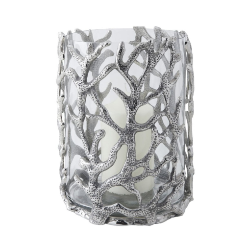 Coral Hurricane lantern - small, 23 x 16cm, Aluminium And Glass