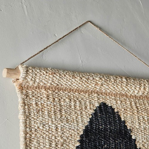 Kilbo Hemp - Triangles Wall hanging, 130 x 61.5cm, Black And Natural