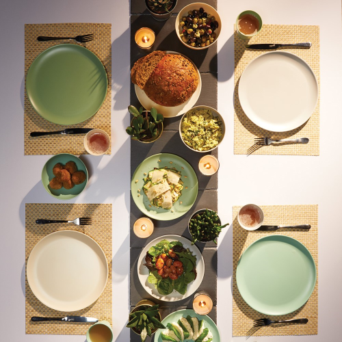  Set of 4 dinner melamine plates, Dia28cm, Vintage Green