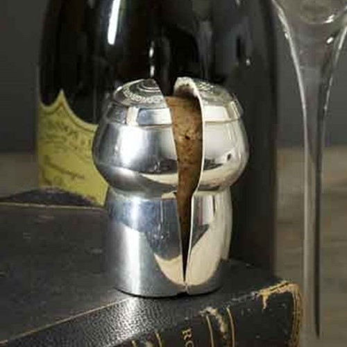  Champagne cork keeper, 6 x 4cm, Silver Plate On Brass