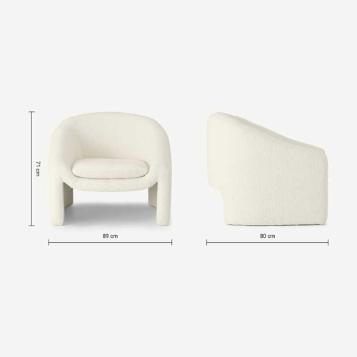 Shona Accent Chair, H71 x W89 x D80cm, Whitewash