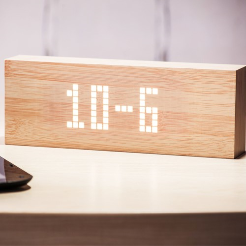  Message clock, L25 x W4.5 x H9cm, Beech/White