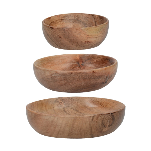 Natural Collection Set of 3 wooden bowls, small/medium/large, Accacia Wood