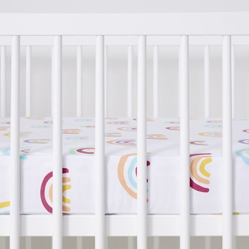 Colour Rainbow Set of 2 cot/cot bed fitted sheets, W70 x L140cm, Multi/White