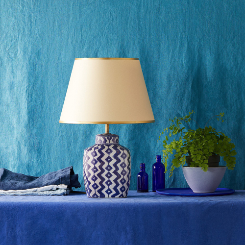 Gingembre Small Table Lamp Base Only, H21cm x W13cm, Blue and White
