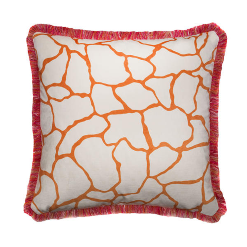 Andrew Martin Square Fringed Cushion, 55 x 55cm, Orange