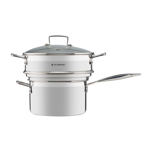 3 Ply Stainless Steel Large multisteamer with glass lid, 34 x 24 x 17cm