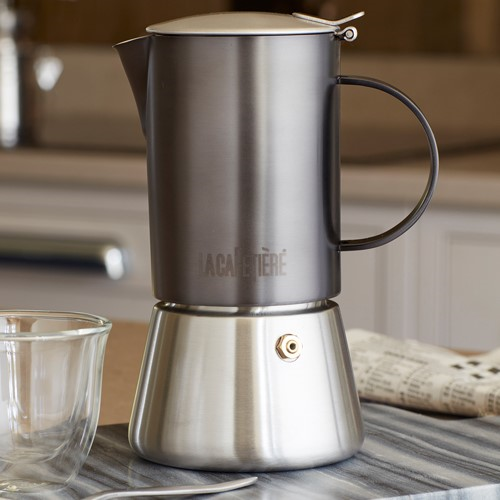 Edited 4 cup stovetop coffee maker, H21 x W19 x L19cm - 200ml, Gun Metal