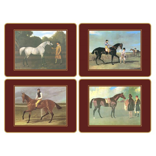 Traditional Range - Racehorses Set of 4 placemats, 30 x 22cm, regal red