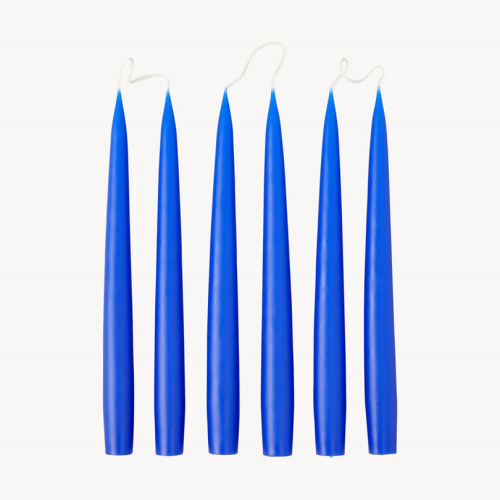  Set of 6 Tapered Dinner Candles, H25cm, Cobalt Blue