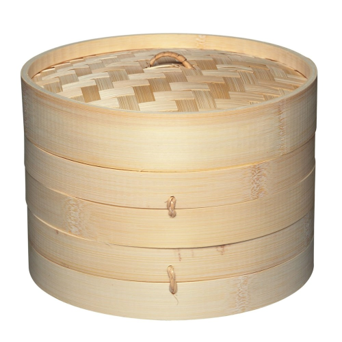 World of Flavours - Oriental Two tier bamboo steamer with lid, 20cm