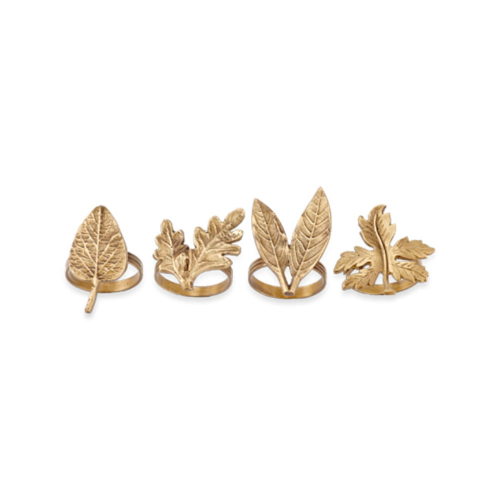  Leaf Brass Napkin Rings, Brass