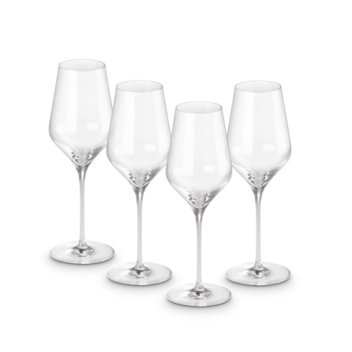  Set of 4 White Wine Glasses, 400ml, Clear