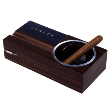 Jackson Cigar ashtray, walnut with built in cigar cutter