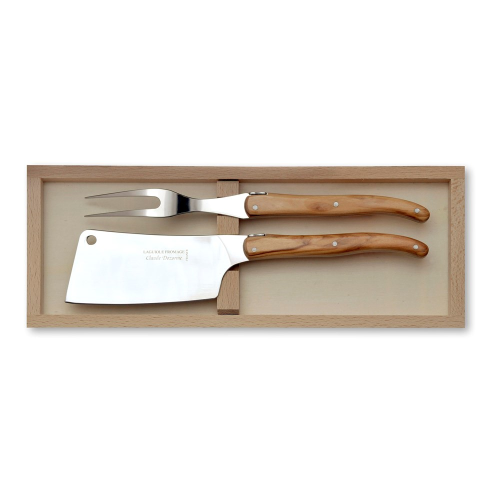 Laguiole 2 piece carving set in box, 34 x 25 x 4cm, Olive Wood