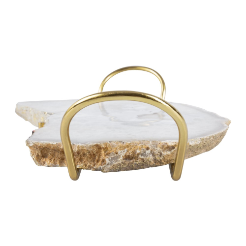 Natural Agate Slab tray, H10 x W44 x D25cm, Rose Gold And Marble