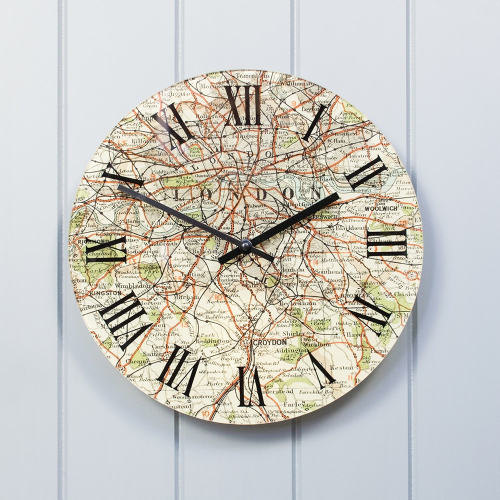 Clock with personalised map, D30cm, glass