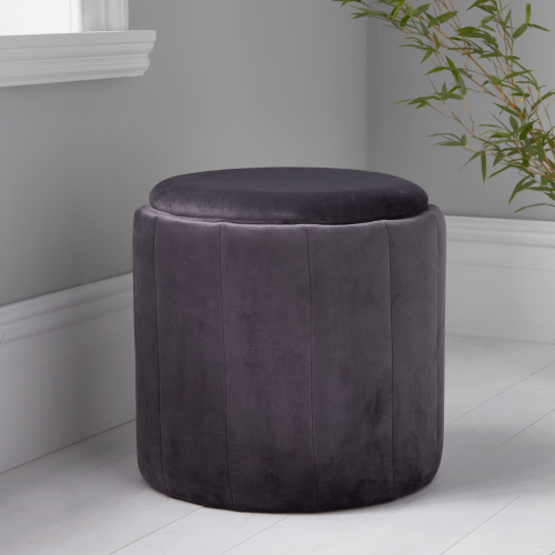  Round plush stool, L43 x W43 x D42cm, Grey