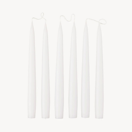  Set of 6 Tapered Dinner Candles, H25cm, White