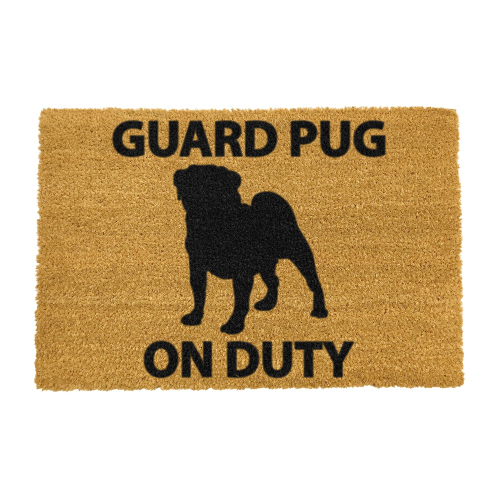 Guard Pug On Duty Doormat, L60 x W40 x H1.5cm