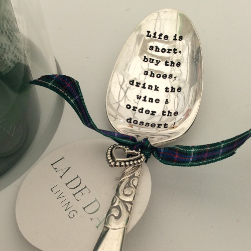 Life Is Short Dessert spoon, 16cm, Silver Plated