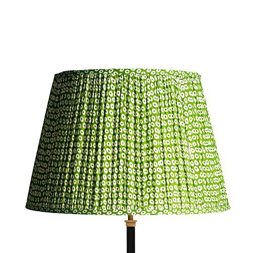 Straight Empire Block printed lampshade, 45cm, green cotton