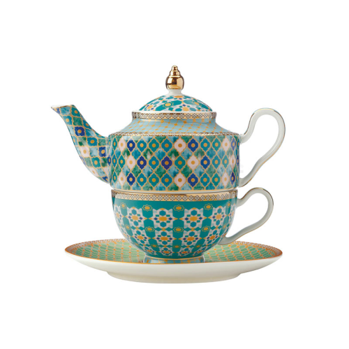 Teas & C's Kasbah Porcelain Tea for One Gift Set, 380ml, Mint
