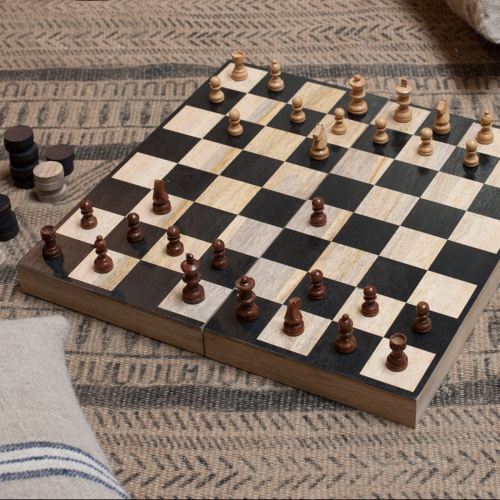 Mango Wood chess & draughts, 7 x 20 x 40cm, Mango Wood