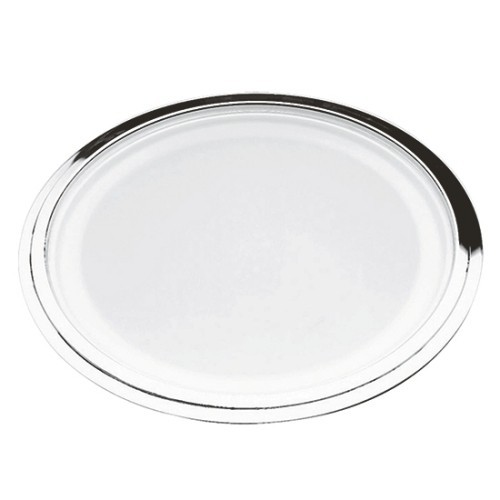 Fidelio Round tray with glass base, 34cm, Christofle Silver