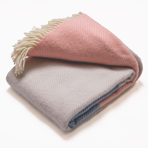 Dusk Tides Blanket, 130 x 250cm, Pink/Blue/Grey Wool