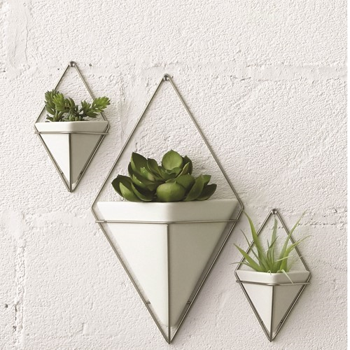 Trigg Set of 2 wall vessels, White/Nickel