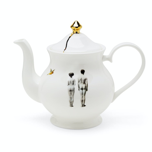 Models Large teapot, 18 x W22 x D10cm, Crisp White/Burnished Gold Details