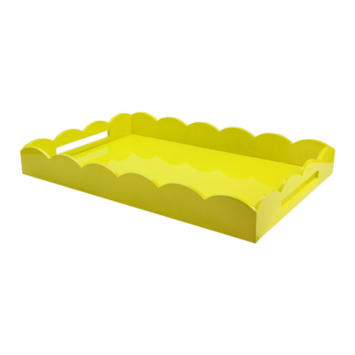 Lacquered Scalloped Ottoman Tray, Large, Yellow