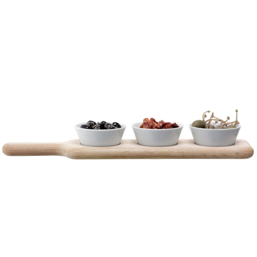 Paddle Bowl & paddle set, L40cm, white/oak