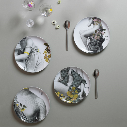 Yuan Parnasse Set of 4 extra melamine plates, D25cm, multi