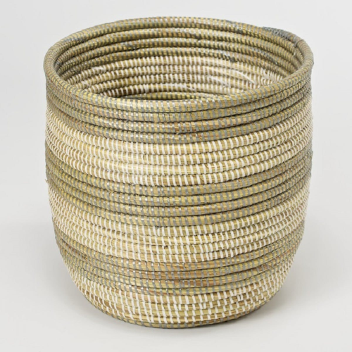  Handwoven Basket, 28 x 26cm, Natural/Grey