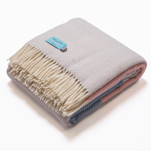 Dusk Tides Blanket, 130 x 250cm, Pink/Blue/Grey Wool