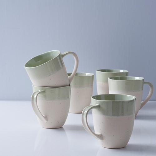 Finsbury Set of 6 mugs, 420ml, Light Green