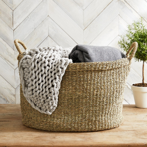 Seagrass Large oval basket, H38 x W43 x L56cm, Natural