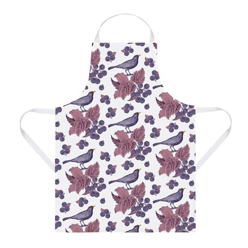 Blackbird & Bramble Apron, 60 x 80cm, White/Purple/Pink