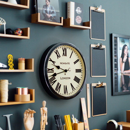 Battersby Wall clock, Dia50cm, Black Metal