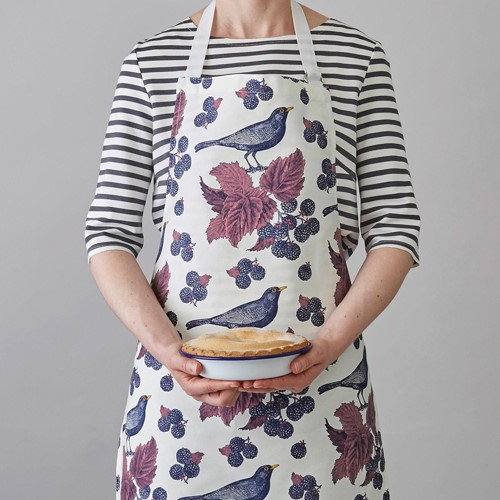 Blackbird & Bramble Apron, 60 x 80cm, White/Purple/Pink