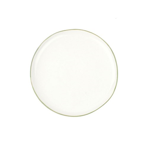 Abbesses Set of 4 medium plates, 21cm, Green Rim