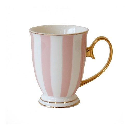 Stripy Mug, H11 x Dia8.5cm, Pink/White