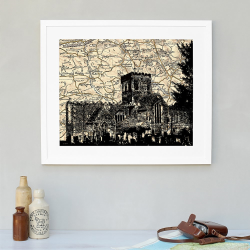 Church Framed print, L35 x W30 x D2cm