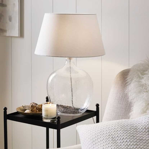 St Ives Table lamp, H51.5 x W36 x L36cm, Clear Glass