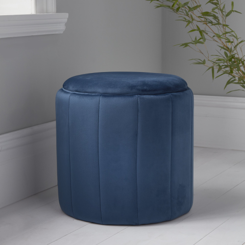  Round plush stool, L43 x W43 x D42cm, blue