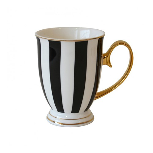 Stripy Mug, H11 x Dia8.5cm, Black/White